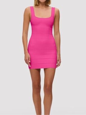 Herve Leger Hot Pink Bandage Mini Dress